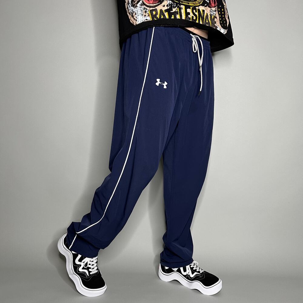 Vintage Y2K Under Armour Sweatpants Mens L Baggy Fit Navy Blue Polyester